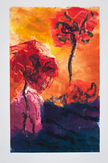 Monotype titled - Sundown in the desert